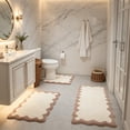 thumbnail image 6 of 3 Piece Bathroom Rug Set Khaki Non-Slip Cute Bath Mat with U-Shaped Contour Quick Dry Absorbent Plush Microfiber Toilet Mat Modern Machine Washable Fun Floor Mats for Sink Tub Shower, 6 of 7