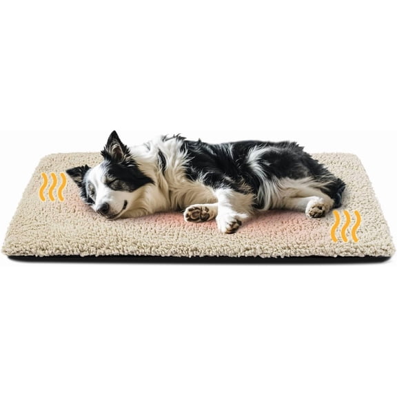 Dog Bed Mat Self Heating Pad for Medium Large Dogs, Dog House Bed Crate Pad for Sleeping Self Warming Pet Bed Puppy Blanket with Removable Washable Cover, Brown 18 × 24 Inch