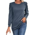 thumbnail image 1 of YDLCAFD Femmes Automne Hiver Nouveau Col Rond Ample Plissé Manches Longues Haut Uni T-Shirts Graphiques pour Femmes T-Shirts Personnalisés Logo T-Shirts Graphiques Chien pour Femmes, 1 of 7