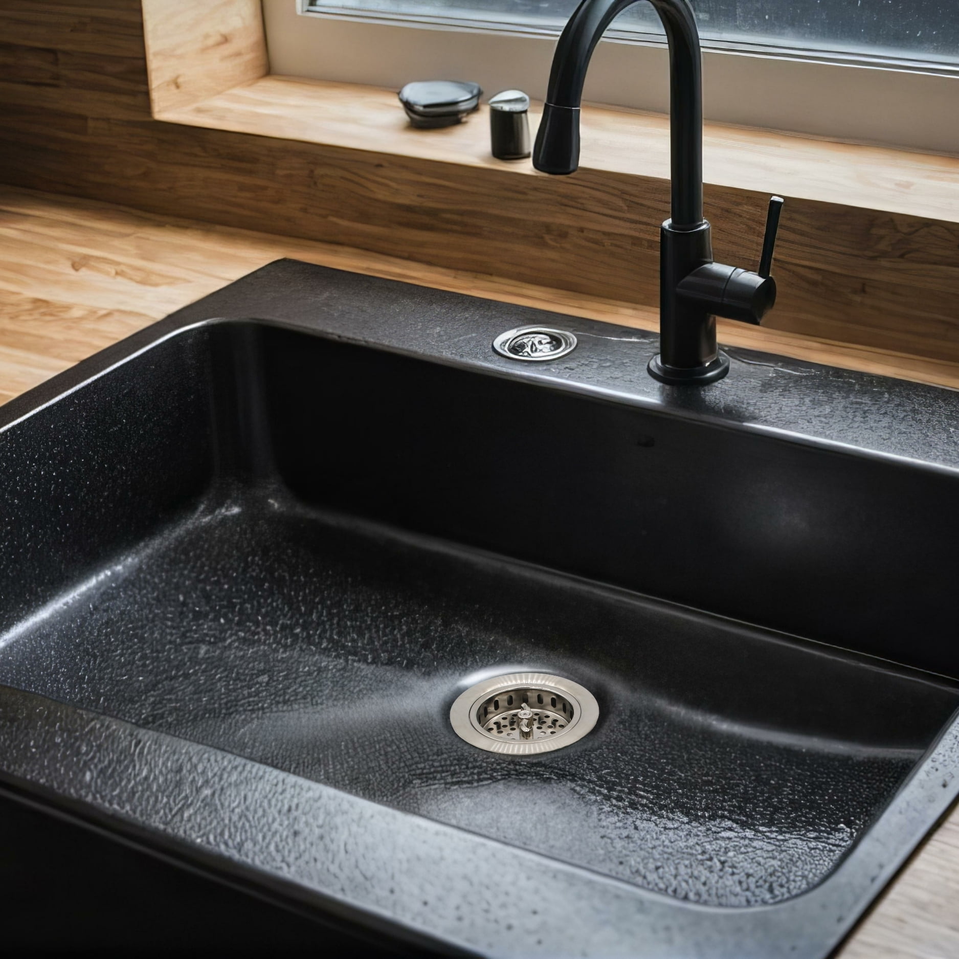Westbrass COMBO PACK 3-1/2" Wing Nut Style Sink Strainer and Extra-Deep Waste Disposal Trim, Satin Nickel