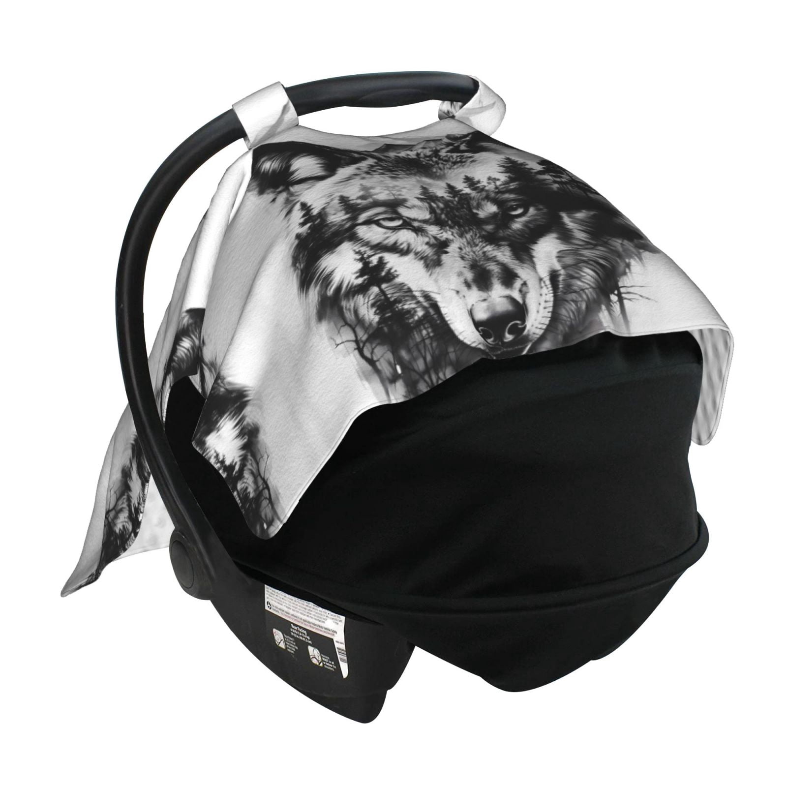 Car Seat Cover Baby - Majestic Wolf Landscape Breathable Infant Car Seat Cover for Baby Carseat, Lightweight Comfort Baby Essentials Must Haves Newborn Stuff for Girl Boy