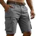 thumbnail image 4 of XFeng Men Black Cargo Shorts Zipper Button Pockets Loose Knee‑Length Casual Outdoor Shorts, 4 of 6