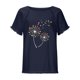 thumbnail image 4 of Blusa superior de lino y algodón con estampado de manga corta y cuello redondo con borlas para mujer Pompotops  hkajfhjk469330, 4 of 5