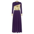 thumbnail image 3 of Linjinx Robe de Danse Liturgique pour Femmes Bloc de Couleur Métallique Performance Danse Violet Foncé m, 3 of 7