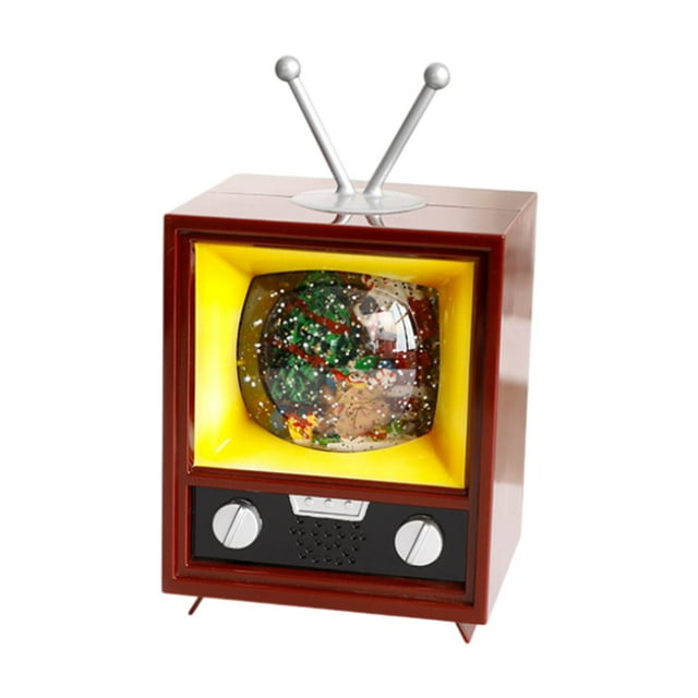 Escultura de TV de madera para Navidad, adorno de televisión de madera para Navidad, minifigura de TV para manualidades, fiesta, decoración festiva de