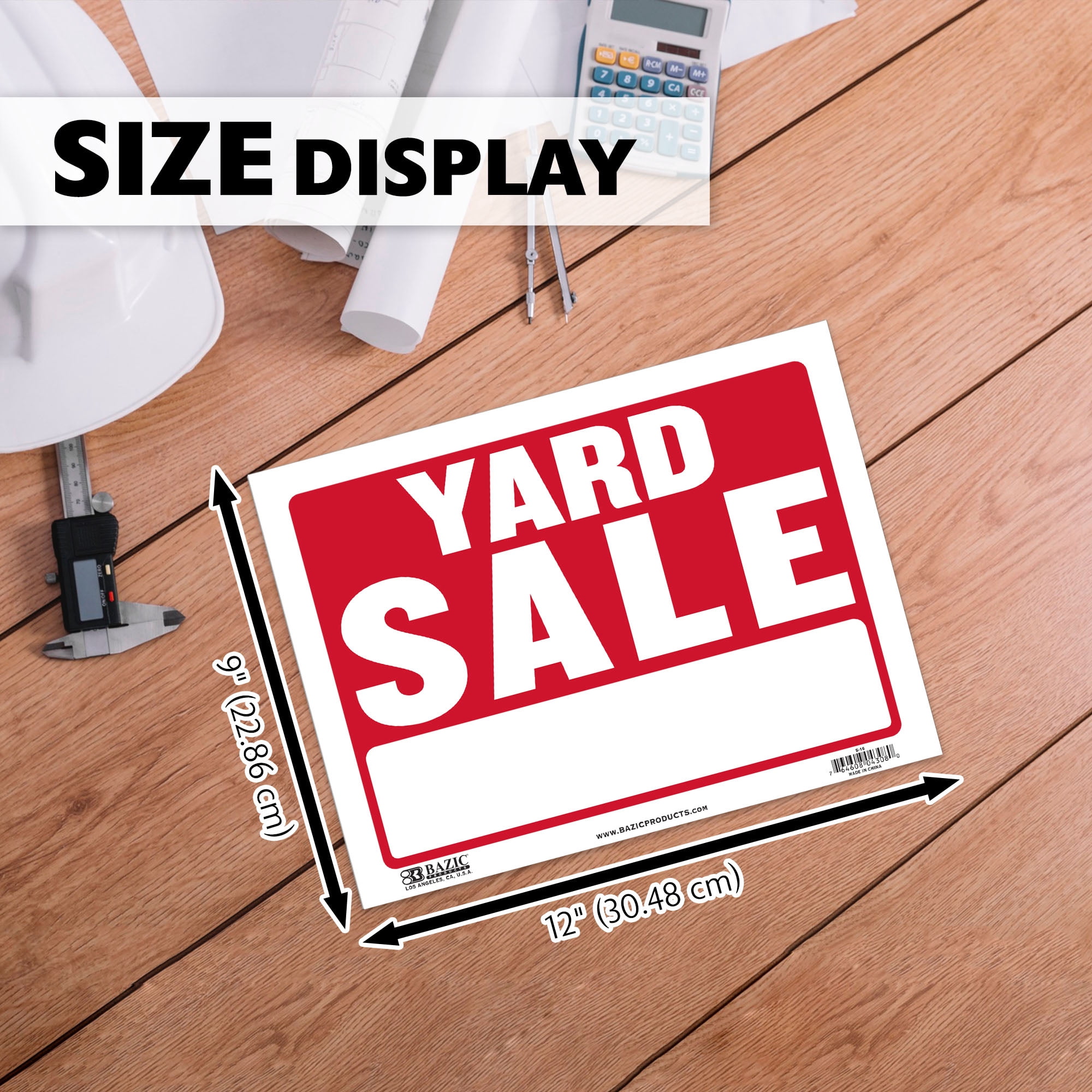 BAZIC Yard Sale Sign 9"X12", Waterproof Indoor Advertising Signage, 24-Pack