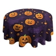 thumbnail image 4 of Halloween Pumpkin Bat Pattern Round Tablecloth 60"x60",Wrinkle Wipeable Table Cloth for Kitchen Dining Room Picnic Patio Party, 4 of 6