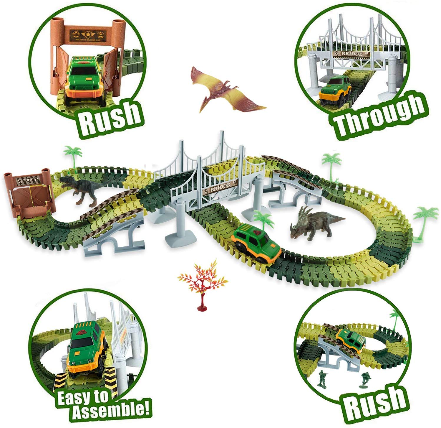 Dinosaur Adventure Road Creators Playset 144 PiecesDinosaur Track, Battery Powered Car, and
