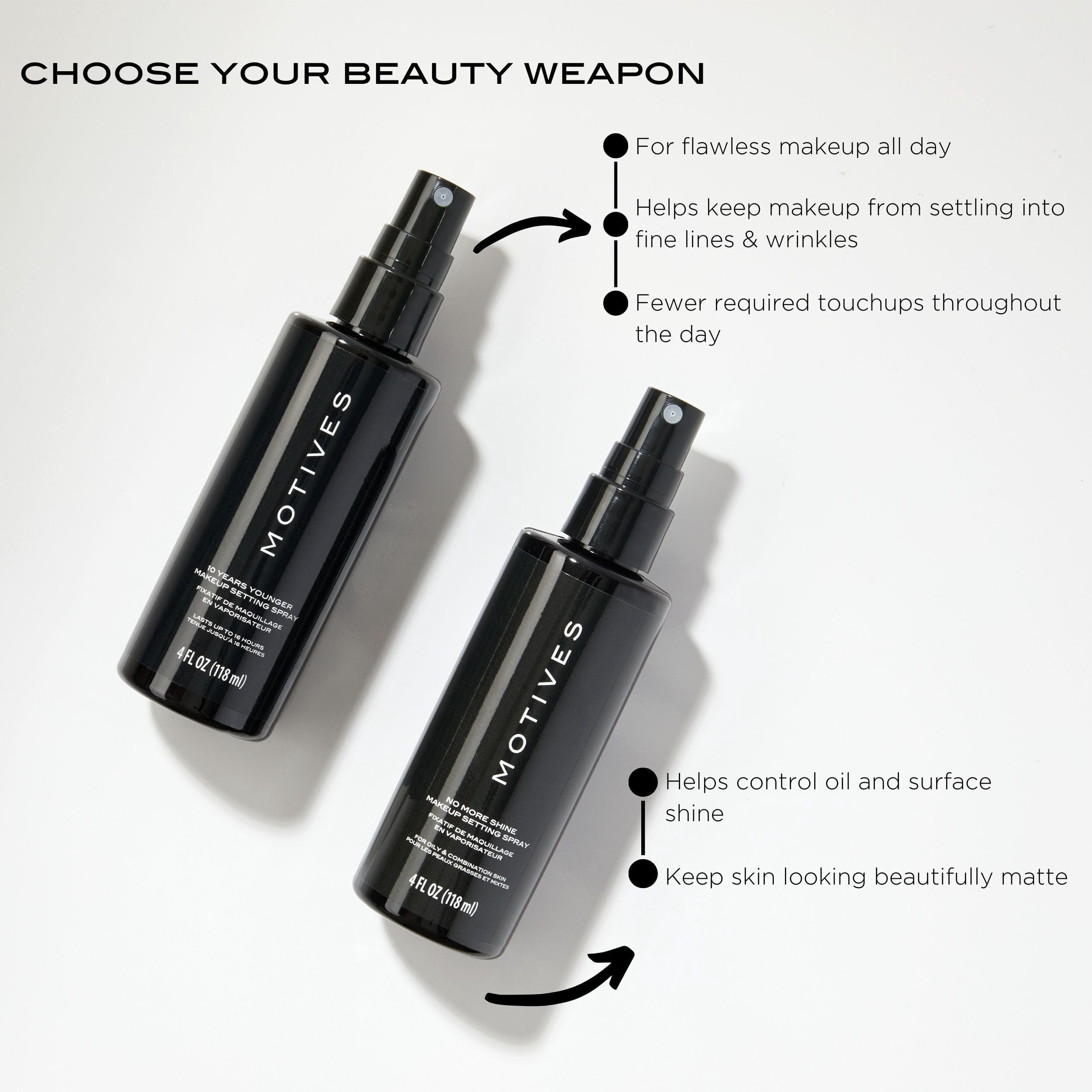 Motives No More Shine Makeup Setting Spray, 4 fl oz, Long-Lasting Oil Control Mist for Matte Finish & Shine-Free Makeup Hold