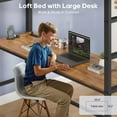 thumbnail image 4 of Full Size Loft Bed with Desk with LED Lights and Charging Station,Metal Bed Frame with Storage Shelves and 8 Drawers, 13.1in Safety Guard,Ladder, No Box Spring Needed,Rustic Brown, 4 of 9