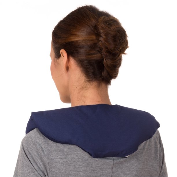 Sunny Bay Microwavable Neck And Shoulder Heat Wrap 100 Cotton Cover Flax Seeds Filled Large Navy Blue Shoulder Heat Wrap