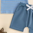 thumbnail image 6 of NOLDARES Toddler Boy 4th July Outfit Short Sleeve T-Shirt and Casual Shorts with Pockets Patriotic Stars Stripes Print 2-Piece Summer Set(Blue,12-18 M), 6 of 6