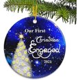 thumbnail image 1 of Adorno navideño de compromiso para el primer año de 2021, decoración para árbol de Navidad en azul cielo y dorado, regalo romántico para parejas, 1 of 2