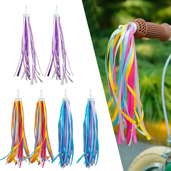 3 Pairs Kids Bike Streamers Bicycle Tassel Ribbon 32 Strips Children Scooter Handlebar Streamers Bike Accessories