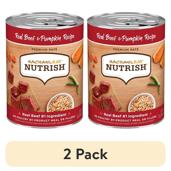 (2 pack) Rachael Ray Nutrish Premium Paté Real Beef & Pumpkin Recipe Wet Dog Food, 13 oz. Can