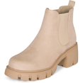 thumbnail image 3 of Jtelle: Dance - Womens Platform Ankle Boots Elastic Chunky Block Heel Chelsea Booties Lug Sole Combat Shoes (L-Wheat SU, 7), 3 of 6