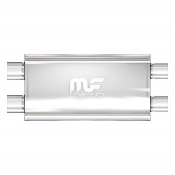 MagnaFlow Performance Exhaust Muffler 12568: 2.5"/2.5" Inlet/Outlet, 5x11x22" Oval, Stainless Steel, Satin Finish