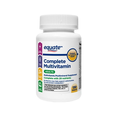 (2 pack) (2 Pack) Equate Complete Multivitamin Adults Tablets, 130 Ct