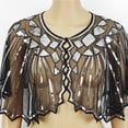 thumbnail image 3 of Ywmsfl Delicate Sequins Adorned Capelet Shoulder Wrap Breathable Mesh Fabric Scarf Shawl With Intricated Beadwork Design, 3 of 19