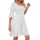 thumbnail image 1 of Vestido de una línea de mujer Vestido de verano sin espalda con cuello cuadrado para cóctel (Blanco L) FLhrweasw Para estrenar, 1 of 8