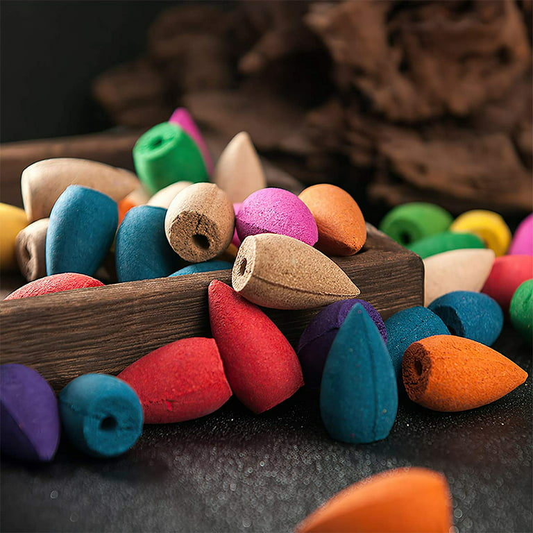 AMERTEER 100 Pieces Backflow Incense Cones Mixed Natural Scents Waterfall  Incense Cones for Backflow Incense Burner Holder,5 Mixed Natural Scents