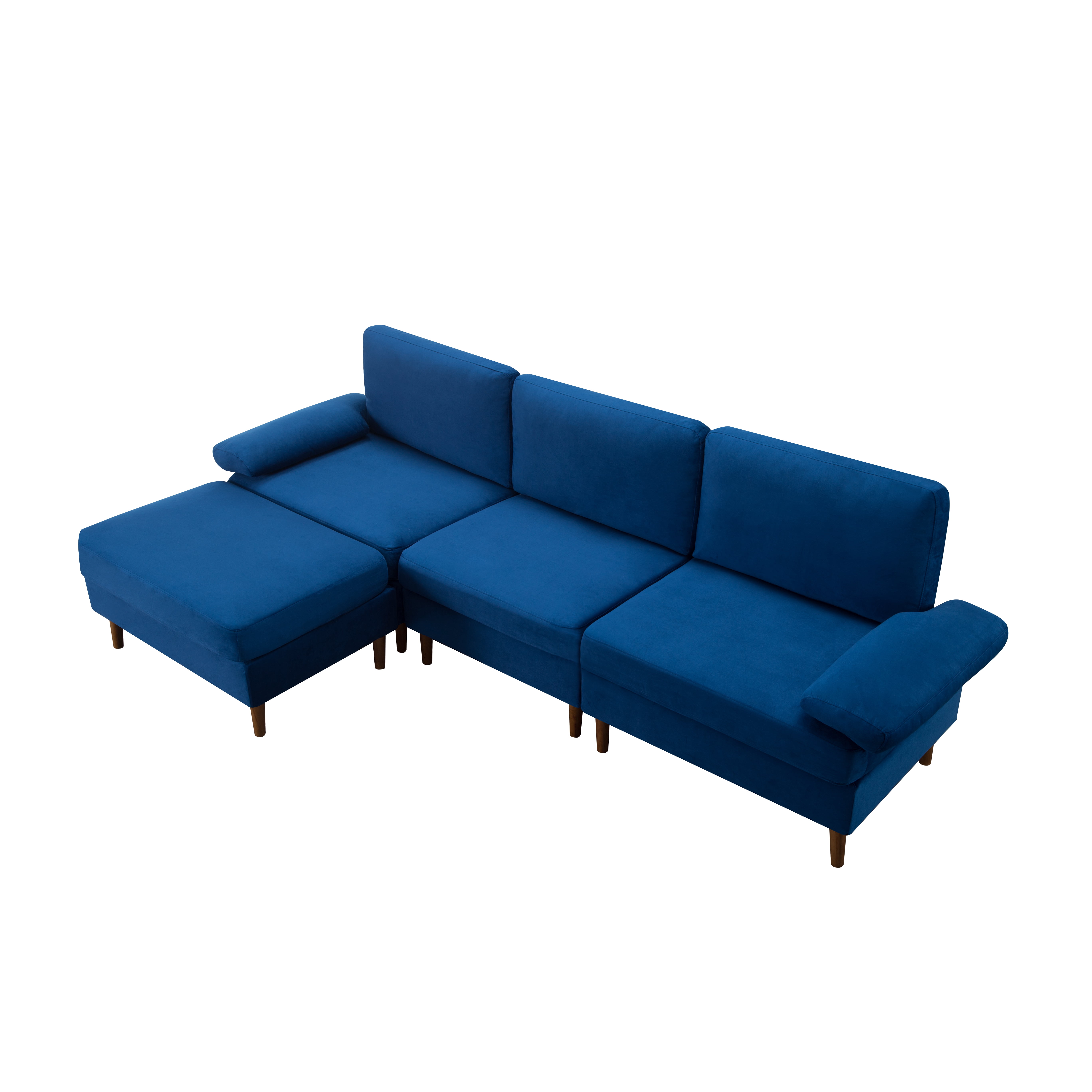 Gewnee Modern Sectional Sofa,L-shaped sofa with Movable Ottoman,Velvet Deep-Set sofa,Suitable for Living Rooms and Apartments(Navy Blue)