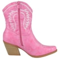 thumbnail image 3 of Forever Women Ankle Western Boots Stacked Block Heels Stitched Cowgirl Cowboy Booties Pointed Toe Side Zipper CEREEK-02 Hot Pink 7, 3 of 3