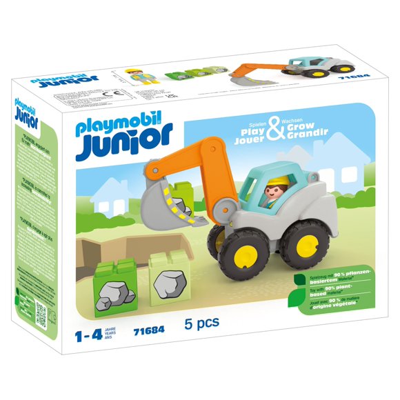 Excavadora Toy Playmobil Junior con figura y bloques