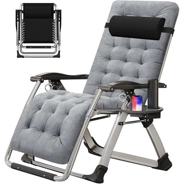 ABORON Zero Gravity Chair, Outdoor Lounge Chairs Sun Loungers with Removable Cushion,Headrest