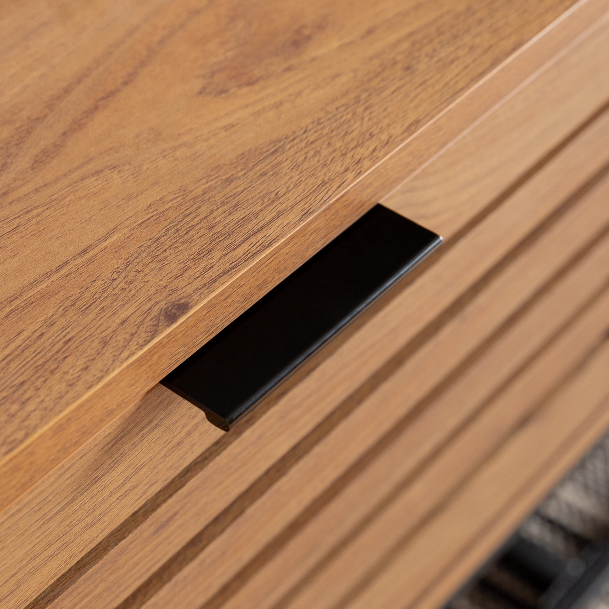 Niantic Modern Slat Door Storage Coffee Table, English Oak