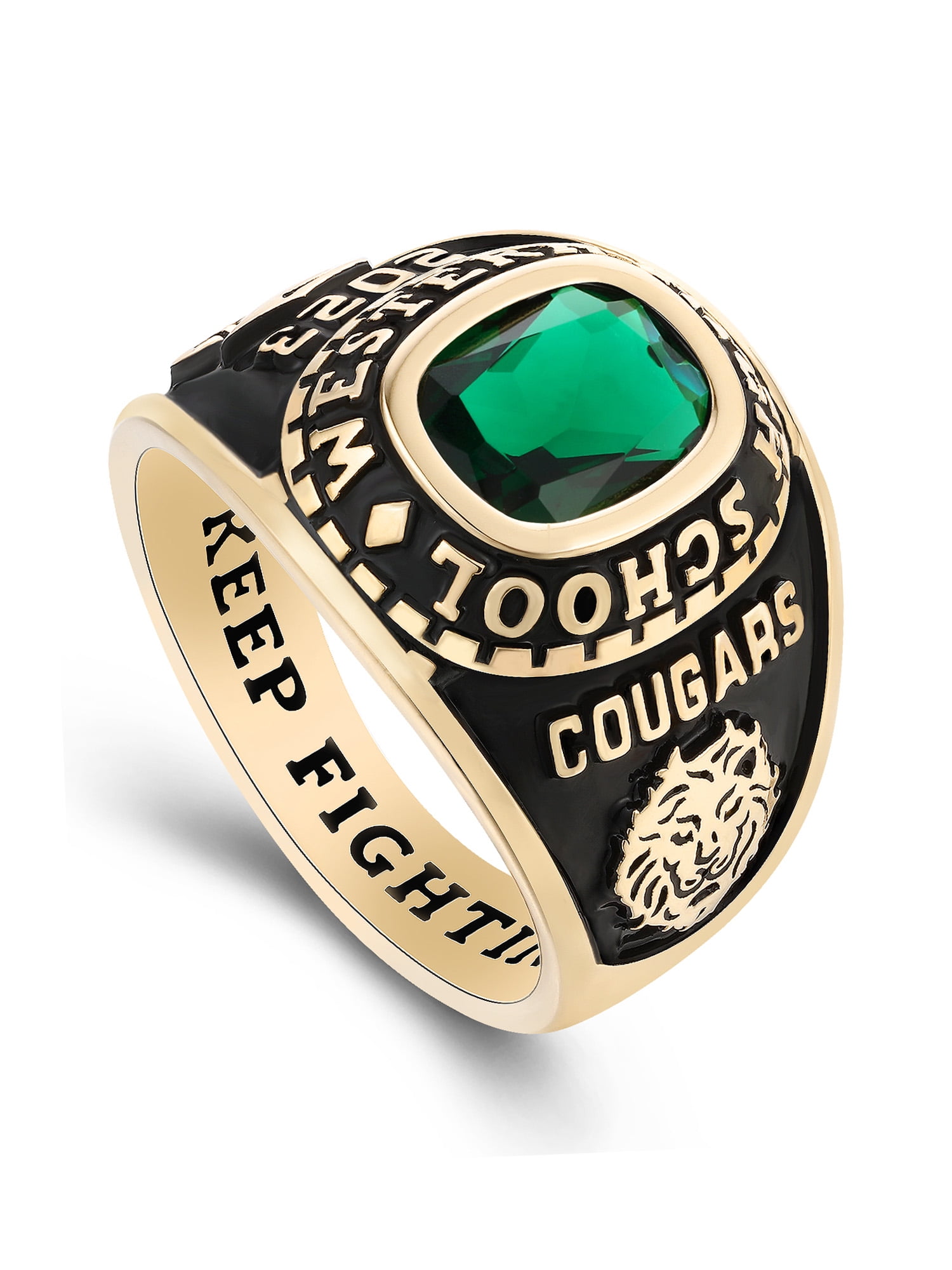 Mementos USA Customized 10kt Yellow Gold Class Rings for Men High School College-Ultimate