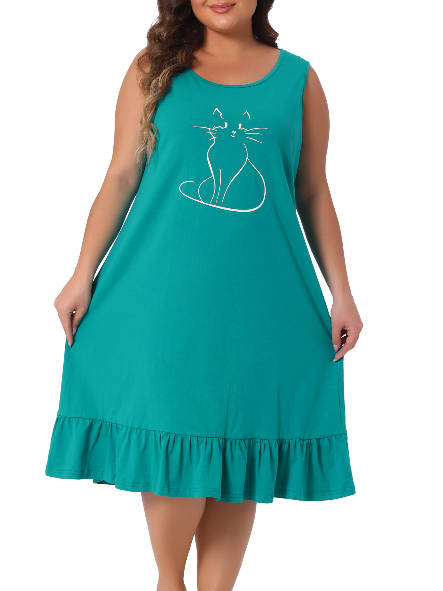 DARING DIVA Women's Plus Size Sleeveless Nightgown Soft Sleepwear Pajamas 1X Green