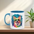 thumbnail image 3 of Hippie Corgi Portrait oil painting Watercolor Tie-dye Vintage 11oz Accent Two-tone Mug Welsh Corgi Dog Lover Gifts Idea Coffee Tea Cup - 00015, 3 of 5