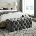 thumbnail image 1 of Kara Grey Velvet Bench - Tufted Allover, 1 of 8
