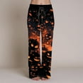 thumbnail image 2 of TTUHYWXI Womens Halloween Pajama Pants Cute Halloween Printed Wide Leg Pj Pants Loose Fit Sleepwear Baggy Drawstring Bottoms (Brick Red, M), 2 of 6
