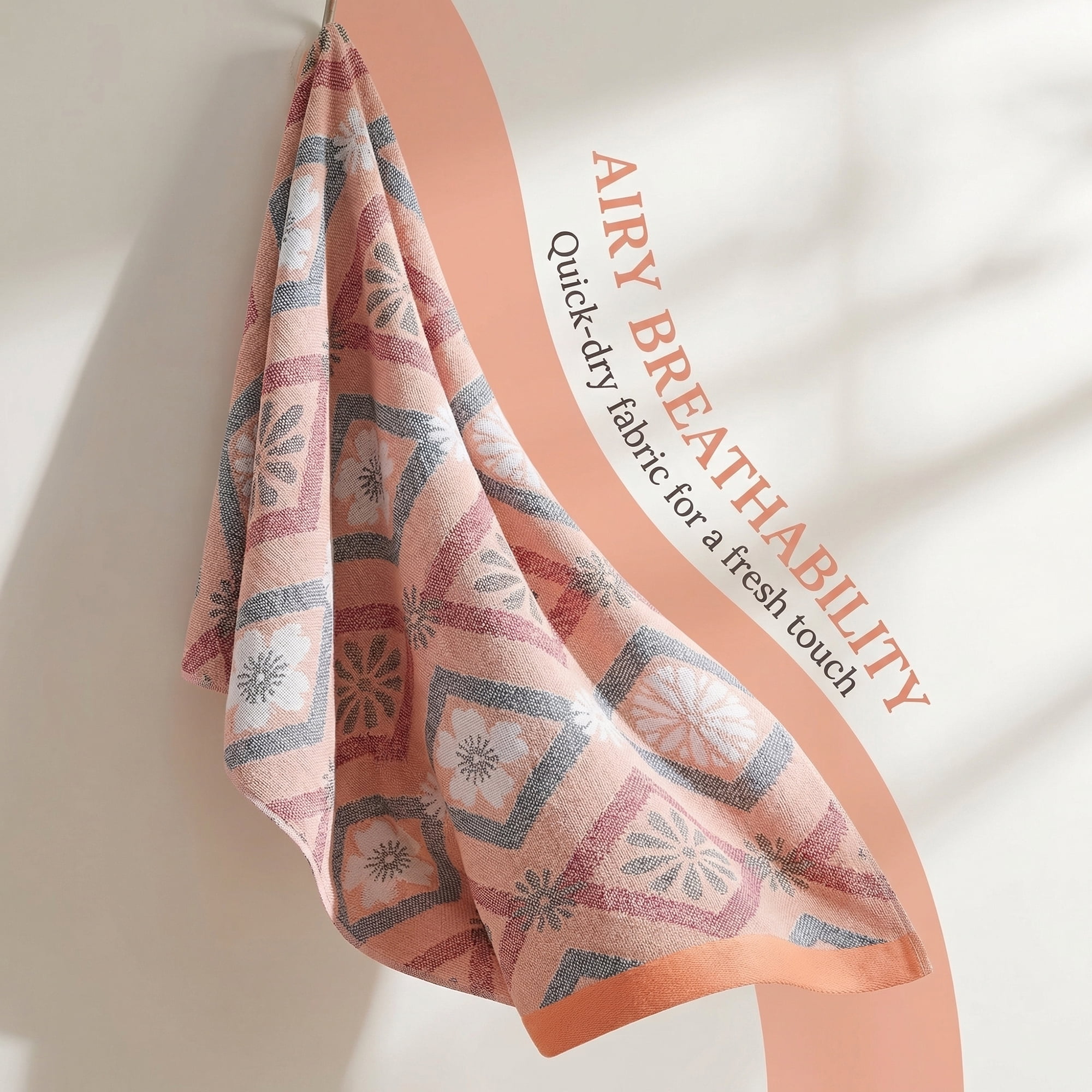Unique Bargains Cotton Floral Jacquard Hand Towel Soft Absorbent Towel Orange 29" x 13"
