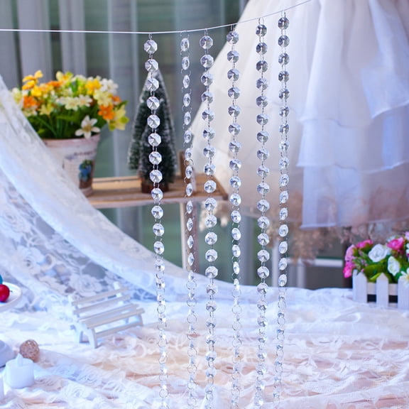 3.3ft Feet Hanging Clear 14mm Daimond Acrylic Crystal Garland for Manzanita Tree Centerpiece,Chandelier Bead Lamp Chain,Christmas/Wedding Party Decoration and DIY Craft Jewelry Decoration