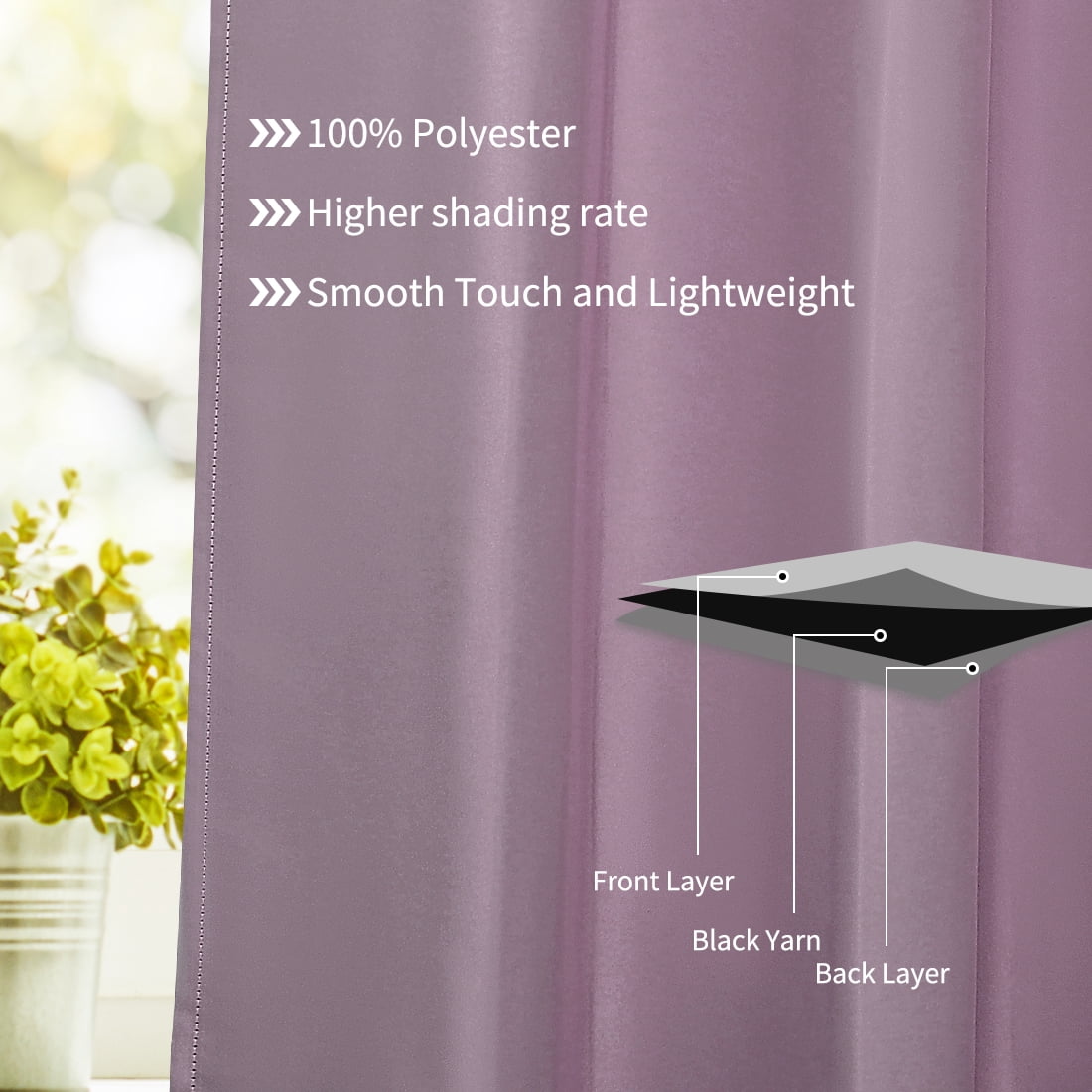 Unique Bargains Blockout Window Darkening Gorgeous Grommet Curtain Panels Set of 2 Lilac 52" x 95"