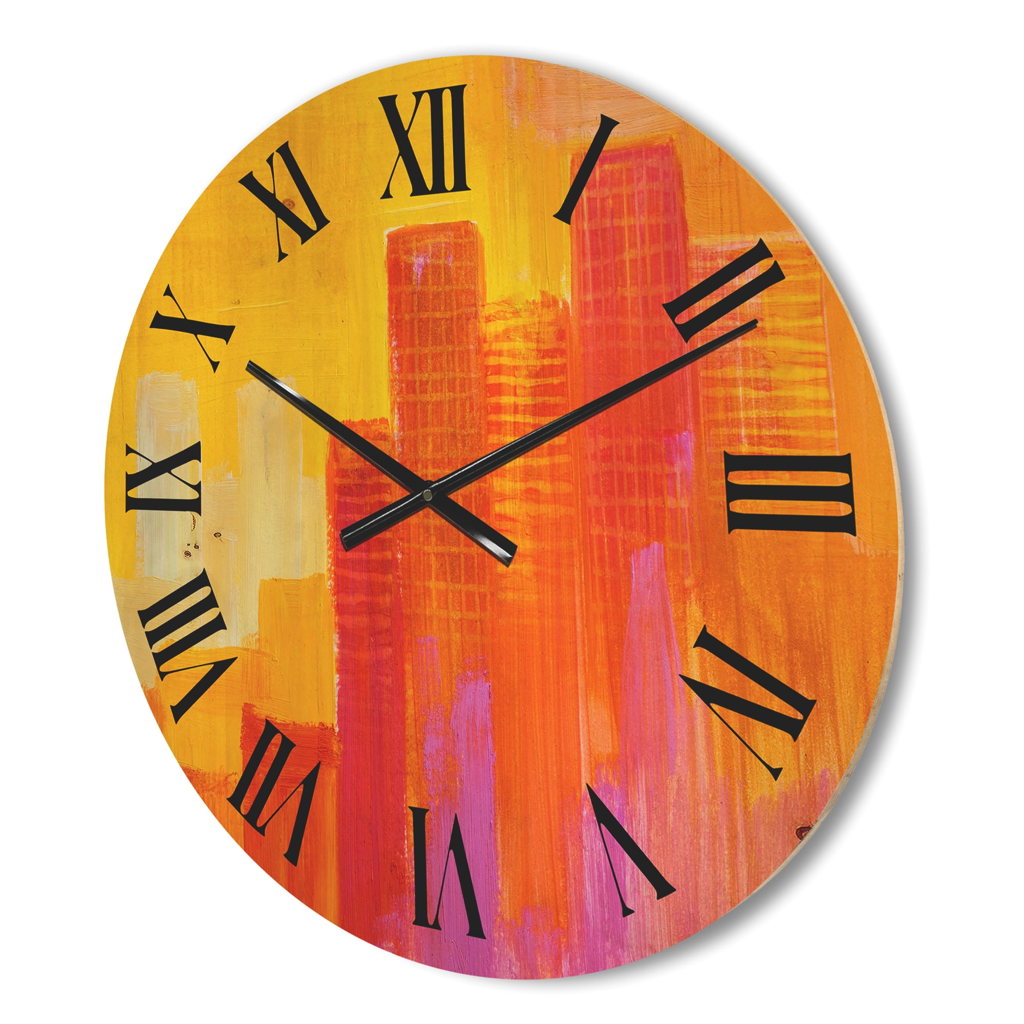 Designart 'Cityscape of Modern City Skyscrapers III' Modern Wood Wall Clock