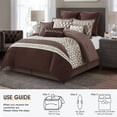 thumbnail image 4 of Lanco Geometirc King Brown Comforter Set, 10 Piece, Jacquard Bedding Comforters & Sets, Bedskirt, Pillows & Shams, Ultra-Soft, 4 of 6