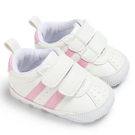 

Gwiyeopda Newborn Prewalker Soft Sole Sneakers Non-slip White Pram Shoes Trainers 0-18 Months