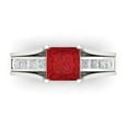 thumbnail image 2 of 2.28 ct Brilliant Princess Cut Ruby 18K White Gold Solitaire with Accents Engagement Bridal Wedding Ring Band Set size 8.75, 2 of 7