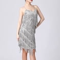 thumbnail image 4 of Vestido De Baile Rumba Tango Vestido de baile de tango para mujer Lentejuelas Borlas Vestido de fiesta de moda (Silver XL) Cgtredaw para Mujer Plata T L, 4 of 6