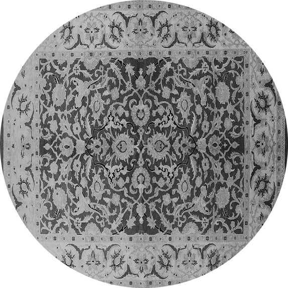 Ahgly Company Indoor Round Oriental Gray Industrial Area Rugs, 8' Round