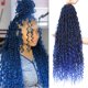 thumbnail image 1 of 8 Paquetes De Pelo De Ganchillo Boho Goddess Locs De 18 Pulgadas Ombre Blue River Locs Pelo De Ganchillo Boho Faux Locs Pelo Ondulado Con Extremos Rizados Pre-Bucle Para Mujeres Negras (18 Pulgadas, 8, 1 of 1