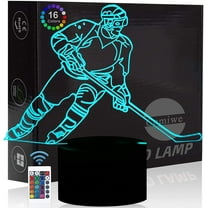 YSITIANNA Ice Hockey 3D Illusion Night Light Toys,16 Colours Change Smart Touch & Remote Control,Home Decor LED Bedside Table Desk Lamp,Christmas Birthday Gift for Girls Boys Kids Adults STNL#2974