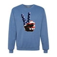 thumbnail image 2 of Wild Bobby, American Flag Peace Sign Hand Pop Culture Unisex Crewneck Graphic Sweatshirt, Vintage Heather Blue, Large, 2 of 3