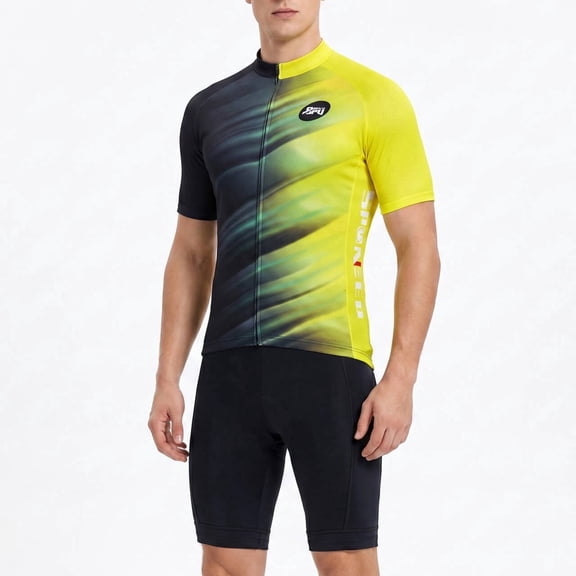 Men's Cycling Jersey Set Short Sleeve Bike Riding Suits for Men Cycle Gear Yellow L