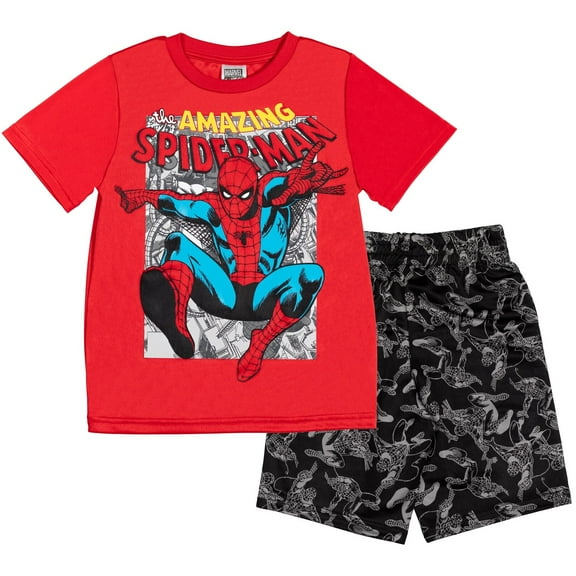 Marvel Avengers Spider-Man Big Boys T-Shirt and Shorts Outfit Set Toddler to Big Kid