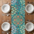 thumbnail image 6 of Green Boho Table Runner - 120 Inch Long, Kitchen Dining Table Runner Dresser Scarves, Shabby Vintage Ethnic Abstract Floral Art Farmhouse Decor for Coffee Tables Wedding Party Banquet, 6 of 8